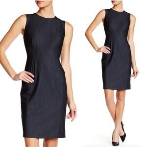 CALVIN KLEIN NWT Professional Cocktail Dark Blue Denim-like Navy Dress – Size 8